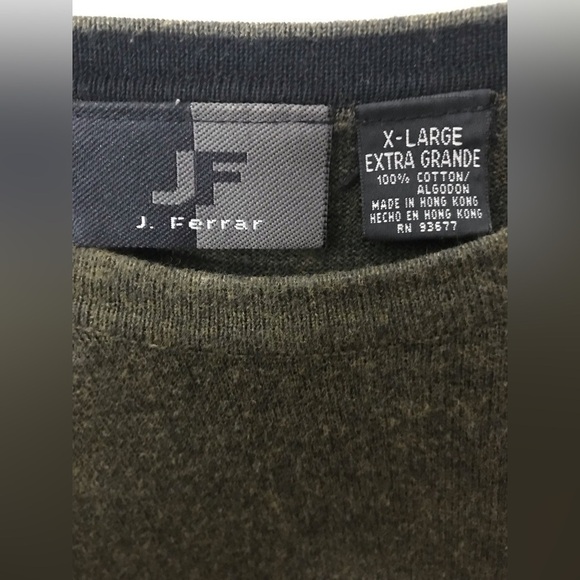 VINTAGE J. Ferrar Mens Cotton Olive Green Thin Knit Long Sleeve Sweater Size XL - Picture 9 of 10